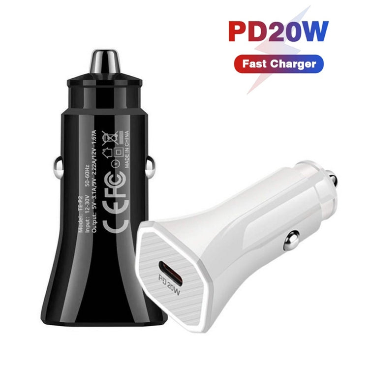 Black and white car charger pair: one front textured panel, other rear with ports