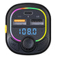 Car MP3 player/FM transmitter faceplate with LED frequency display and ring lights