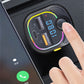 Car MP3 player/FM transmitter control panel with LED ring and finger pressing knob