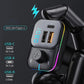Car Bluetooth MP3 player with USB-C and USB-A ports, backlit LED charging indicator