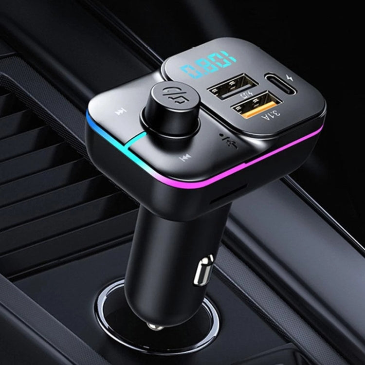 Car Bluetooth MP3 player with handsfree control buttons, illuminated LED display, dual USB ports
