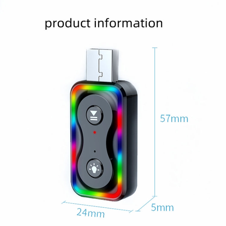 USB Bluetooth audio adapter dongle with dual controls and multicolor LED border