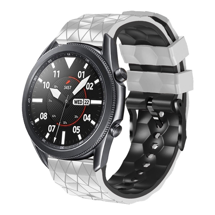 22mm two-color silicone watch strap, white and black geometric football pattern