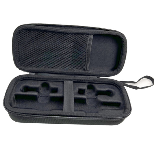 Oral-B electric toothbrush storage case, dark mesh insert, elastic strap, zip lid.