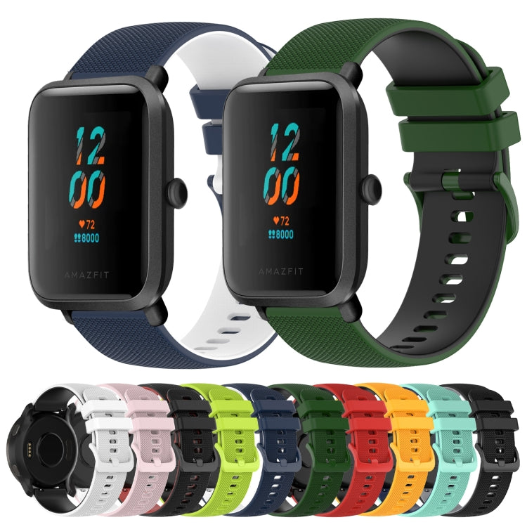 20mm Checkered Two-Color Silicone Watch Band, For Amazfit BIP