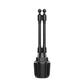 Double car phone holder mount with two adjustable arms and base, black