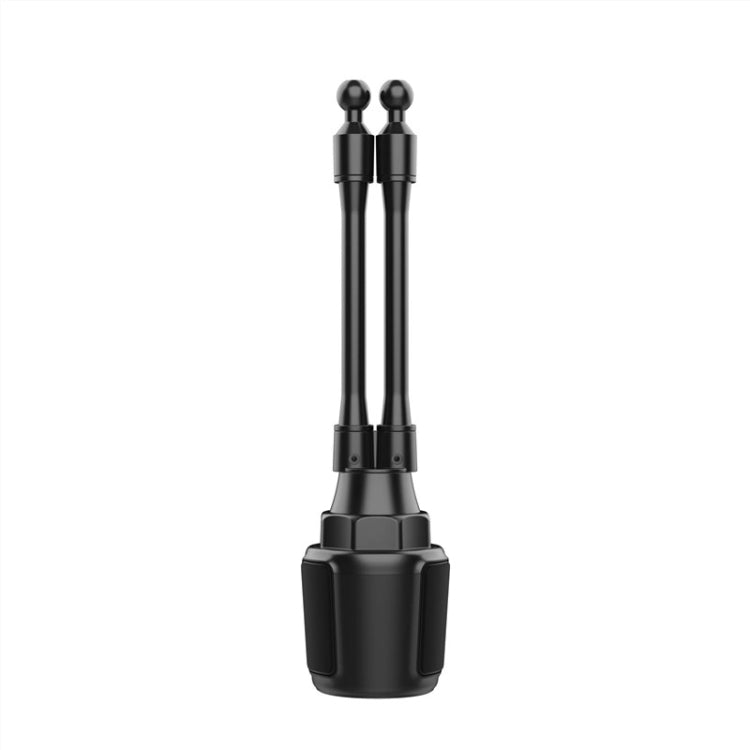 Double car phone holder mount with two adjustable arms and base, black
