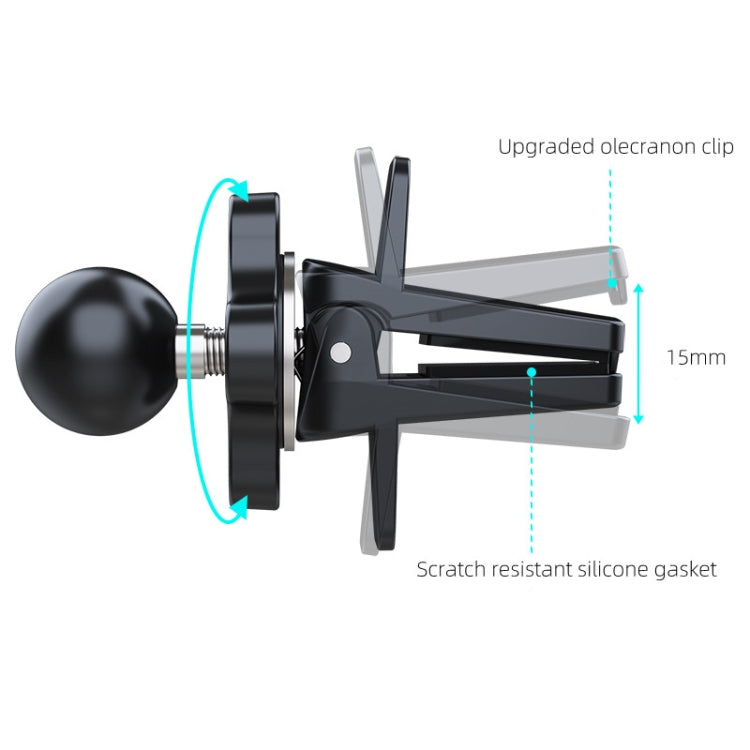 Car vent mount with scratch-resistant silicone gasket and spring clamp, black