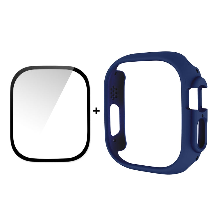 ENKAY 49mm Apple Watch tempered glass + deep blue protective case set