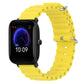 Yellow silicone watch band with perforated links and metal pin clasp