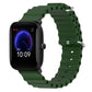 Green silicone watch band with metal pin buckle and round perforation links, for watch