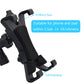 Black phone and tablet handlebar mount with side grips for thick devices