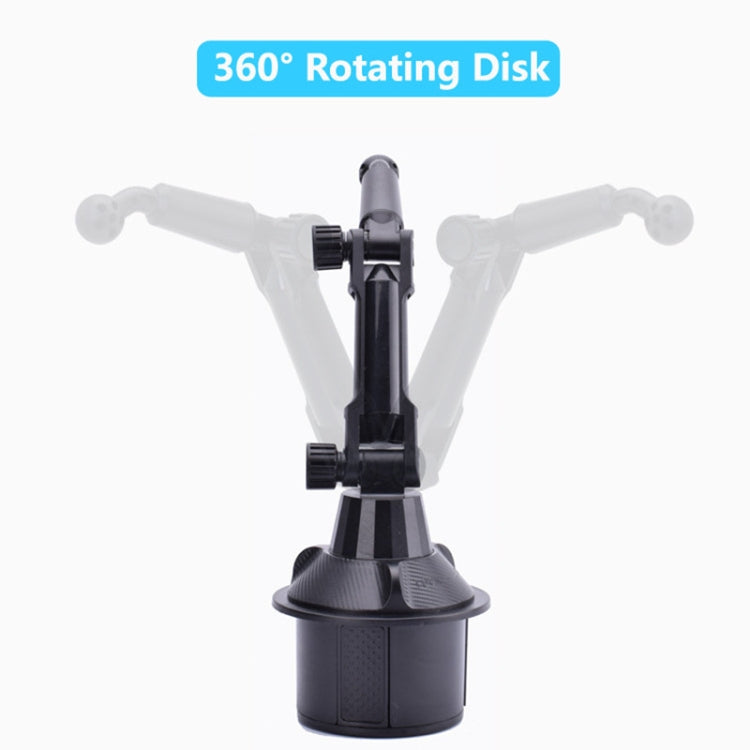 360-degree rotating car cup holder mount with wide stabilizing base, black