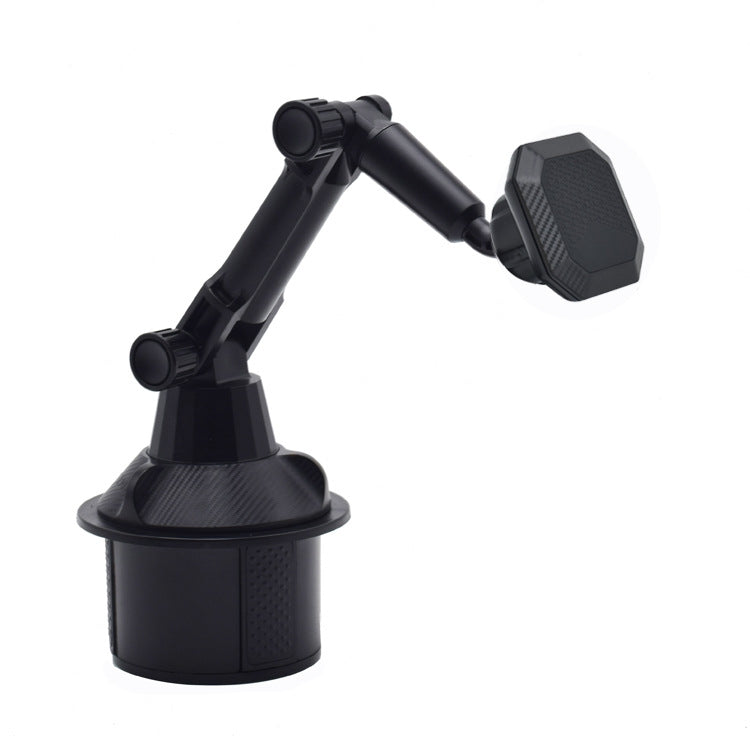 Adjustable car phone mount with gooseneck arm and hex grip plate, dark gray/black