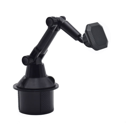 Adjustable car phone mount with gooseneck arm and hex grip plate, dark gray/black