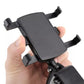 Universal smartphone holder with four corner grips and black spring clamp mount