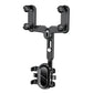 Foldable rearview mirror phone holder with dual side pads and swivel center mount, dark gray