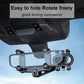 Rearview mirror phone holder with open clamp frame and clear phone cradle, dark gray