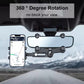 360 rotation rearview mirror phone holder with phone mounted in cradle, dark gray