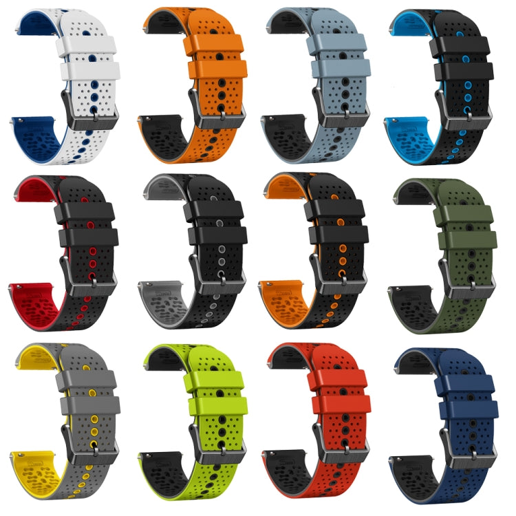 Perforated two-tone silicone watch bands in multiple color options, 22mm.