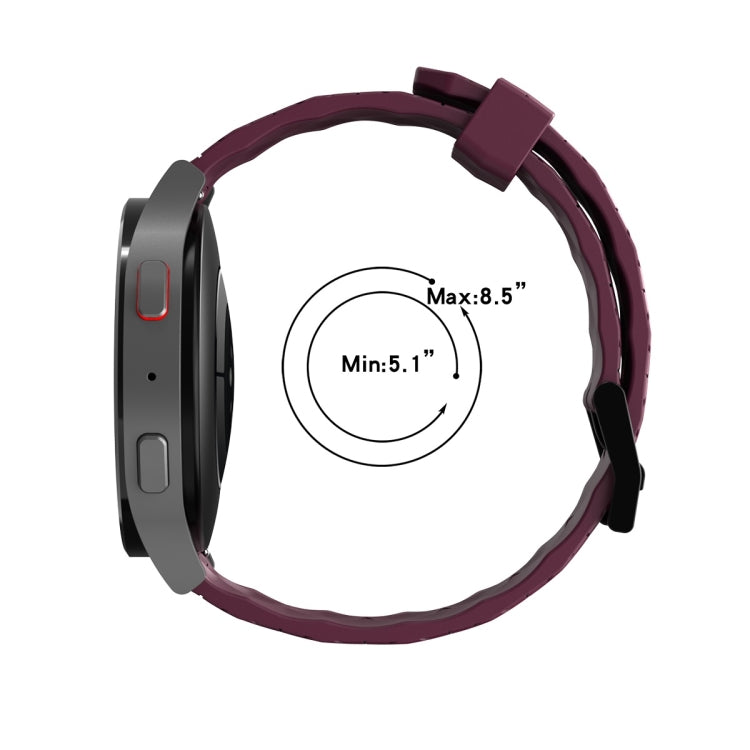 Two-tone perforated silicone watch band with clasp, dark maroon and black