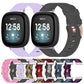 Pair of nylon weave watch bands in light purple and dark gray for Fitbit watches