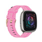 Nylon weave pink watch band with metal clasp and adjustable holes for Fitbit watch