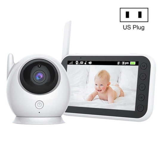 White baby monitor kit with color camera and US plug, handheld screen