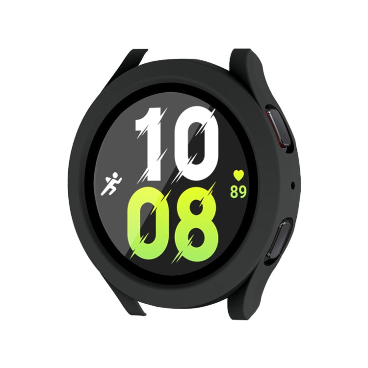 Black full-coverage waterproof case with PC frame and 9H tempered glass for Galaxy Watch 44mm