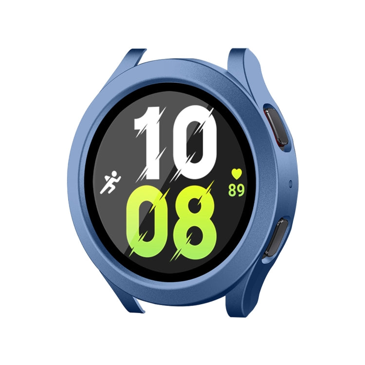 Grey-blue full-coverage waterproof case with PC frame and 9H tempered glass for Galaxy Watch 44mm