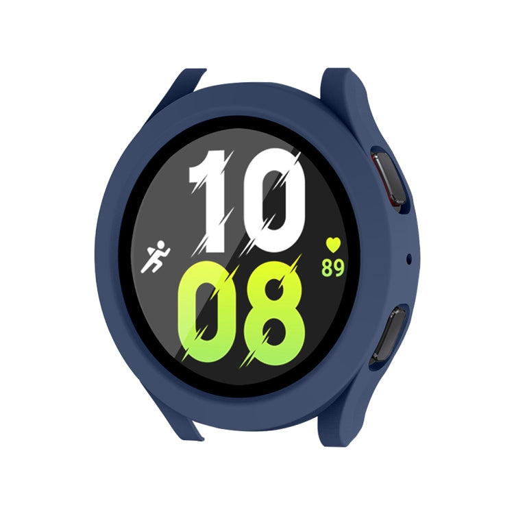 Dark blue full-coverage waterproof case with PC frame and 9H tempered glass for Galaxy Watch 44mm