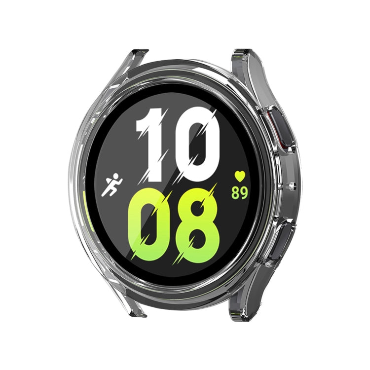 Transparent full-coverage waterproof case with PC frame and 9H tempered glass for Galaxy Watch 44mm