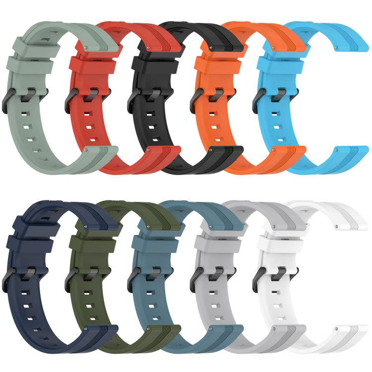 Set of multicolor 20mm concave striped silicone watch bands with buckle and adjustment holes