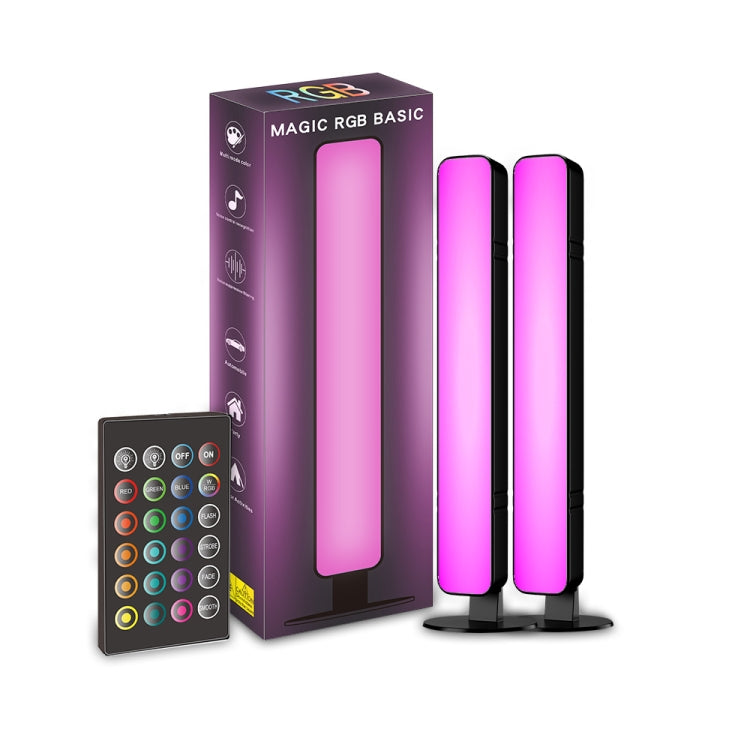 RGB desk light bar set with two standing light tubes and controller remote