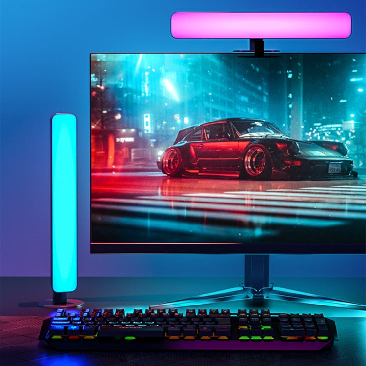 Dual RGB light bar lamp with blue and pink vertical tubes