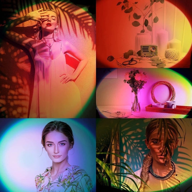RGB sunset projector lamp creating multicolor circular and globe-like light patterns