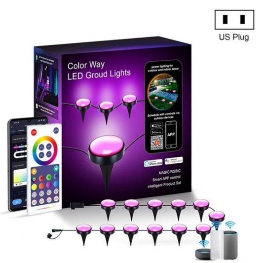US plug smart WiFi LED ground plug light set with color-changing bulbs and app control