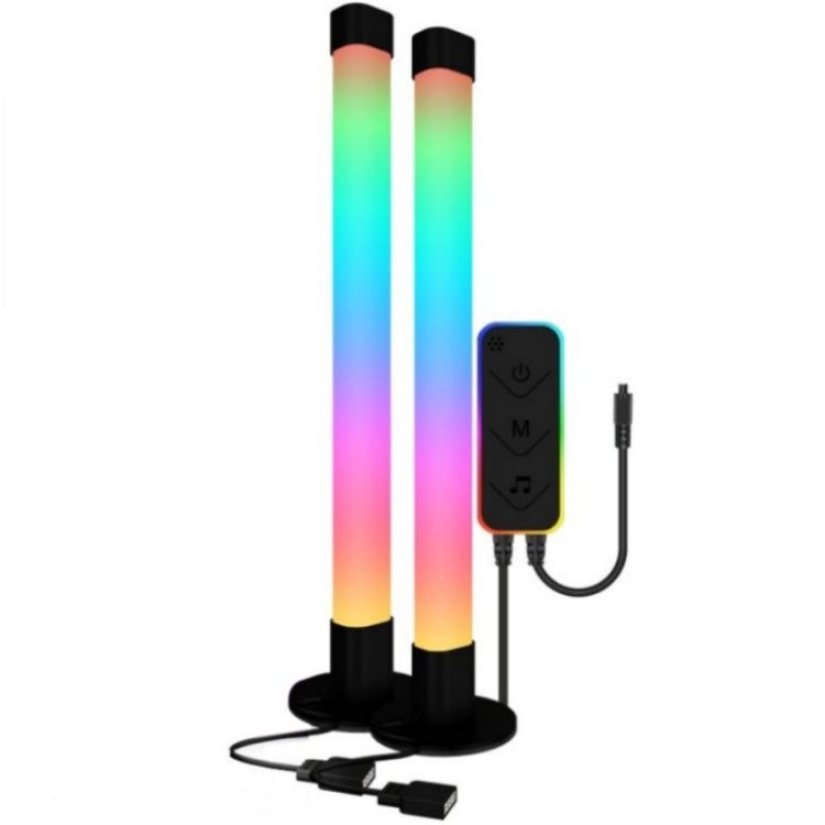 Pair of color-changing RGB LED light tubes with wireless remote and USB power cable