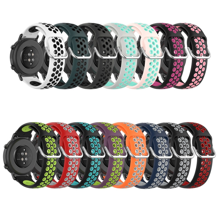 Perforated silicone sports watch bands set with black, teal, light blue, pink and more