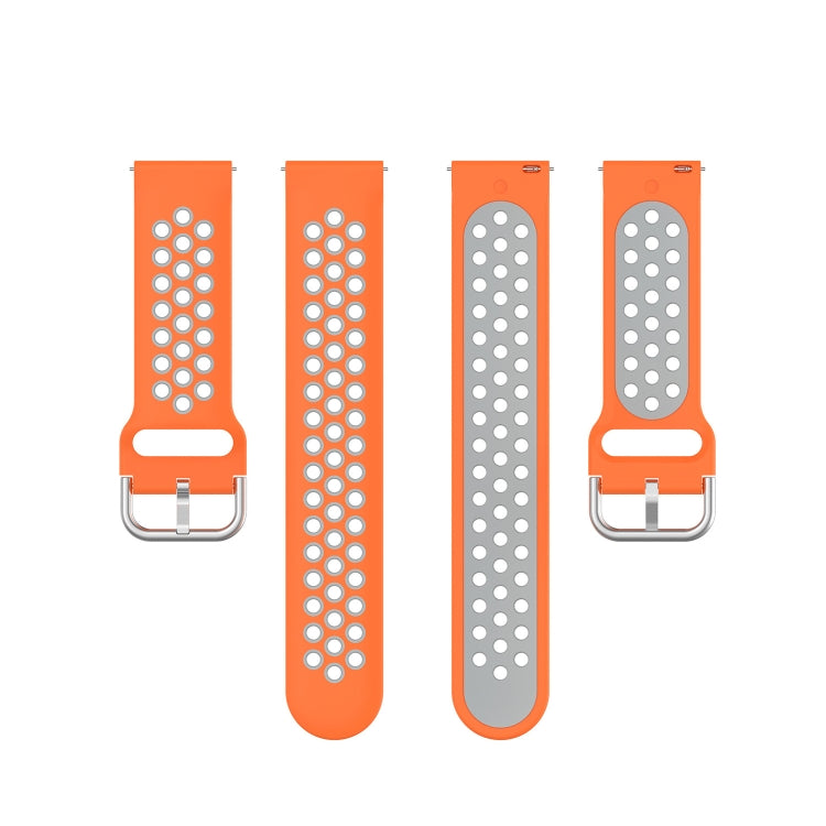 Perforated silicone watch bands, orange and gray dotted strap with silver buckle