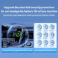 Wireless car phone charger feature graphic showing nine-fold security protection icons