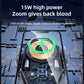 Wireless car phone charger feature graphic highlighting 15W high-power charging coil