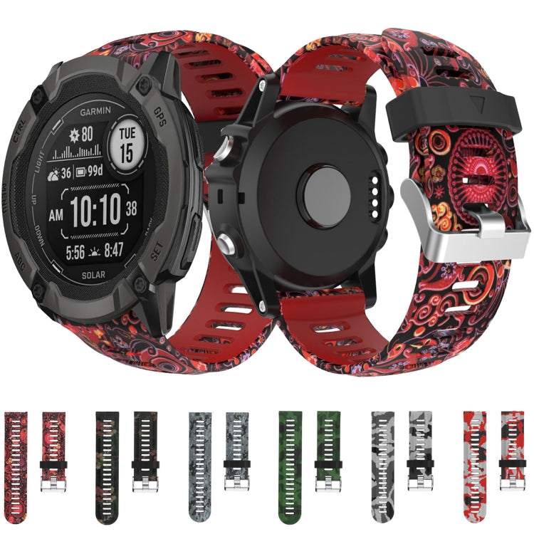 Set of camouflage silicone watch bands in red, black, and green colors