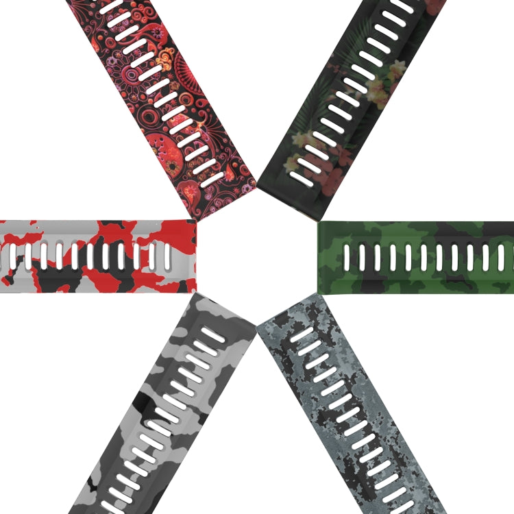 Camouflage silicone watch band straps in red and green with white pin holes