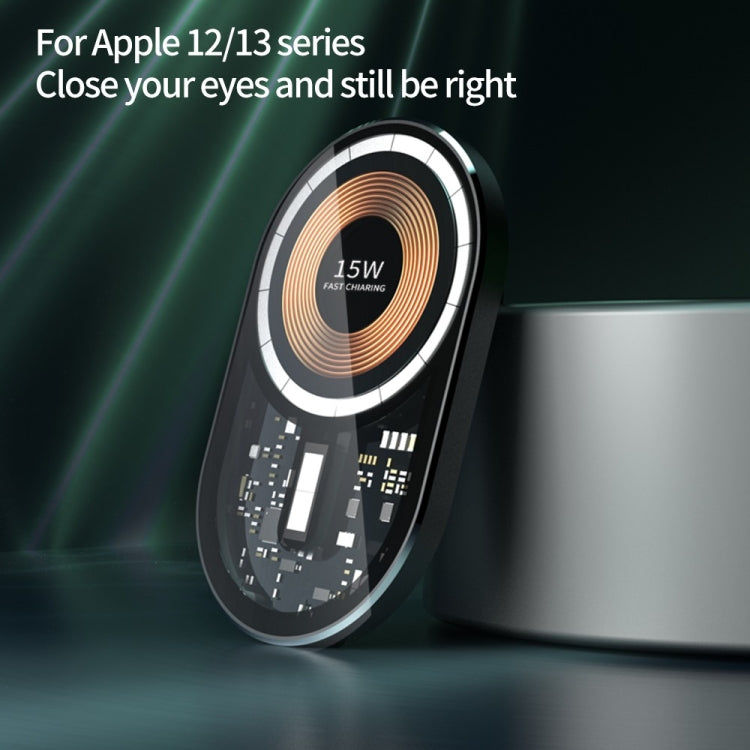 Magnetic wireless car charger with 15W wireless charging disc