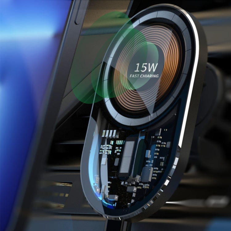 Magnetic wireless car charger with glowing transparent charging coil