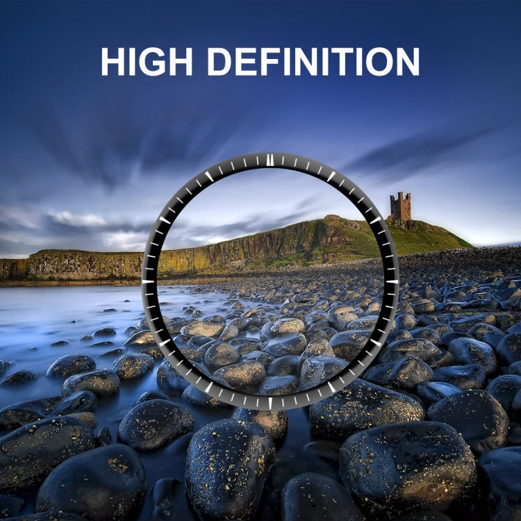 High-definition screen protector film ring on smartwatch display over landscape scene