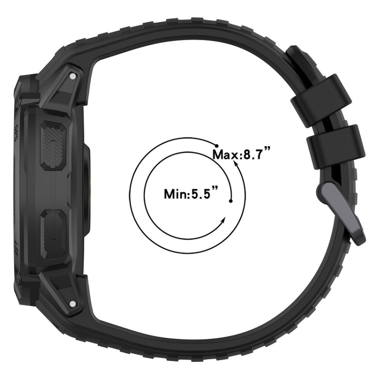 Black silicone sports replacement watch band for Garmin Instinct 2X with adjustable clasp