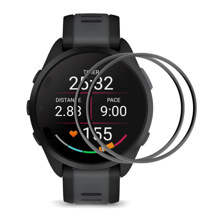 2-pack smartwatch screen protectors on black watch, clear curved fit