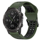Two-tone silicone watch band with reverse buckle, army green and black.